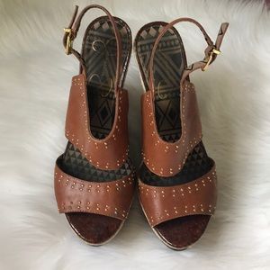 Jessica Simpson brown studded wedges